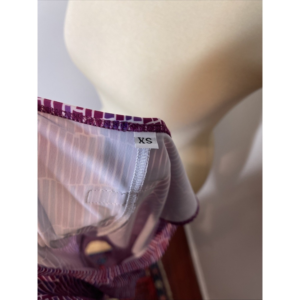 Nuu Muu Sleeveless Scoop Neck Purple‎ Geometric Stretch Dress XS - Picture 9 of 10